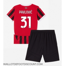 Maillot de football Réplique AC Milan Strahinja Pavlovic #31 Domicile Enfant 2024-25 Manche Courte (+ Pantalon court)