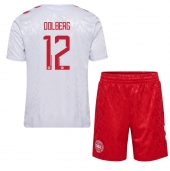 Maillot de football Réplique Danemark Kasper Dolberg #12 Extérieur Enfant Europe 2024 Manche Courte (+ Pantalon court)