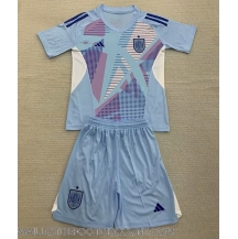 Maillot de football Réplique Espagne Gardien de but Extérieur Enfant Europe 2024 Manche Courte (+ Pantalon court)