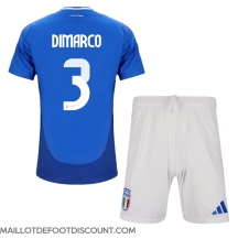 Maillot de football Réplique Italie Federico Dimarco #3 Domicile Enfant Europe 2024 Manche Courte (+ Pantalon court)