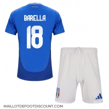 Maillot de football Réplique Italie Nicolo Barella #18 Domicile Enfant Europe 2024 Manche Courte (+ Pantalon court)