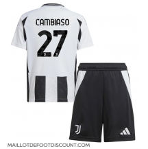 Maillot de football Réplique Juventus Andrea Cambiaso #27 Domicile Enfant 2024-25 Manche Courte (+ Pantalon court)