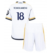 Maillot de football Réplique Real Madrid Aurelien Tchouameni #18 Domicile Enfant 2023-24 Manche Courte (+ Pantalon court)