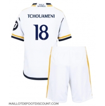 Maillot de football Réplique Real Madrid Aurelien Tchouameni #18 Domicile Enfant 2023-24 Manche Courte (+ Pantalon court)