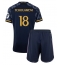 Maillot de football Réplique Real Madrid Aurelien Tchouameni #18 Extérieur Enfant 2023-24 Manche Courte (+ Pantalon court)