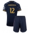 Maillot de football Réplique Real Madrid Eduardo Camavinga #12 Extérieur Enfant 2023-24 Manche Courte (+ Pantalon court)