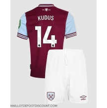 Maillot de football Réplique West Ham United Mohammed Kudus #14 Domicile Enfant 2024-25 Manche Courte (+ Pantalon court)